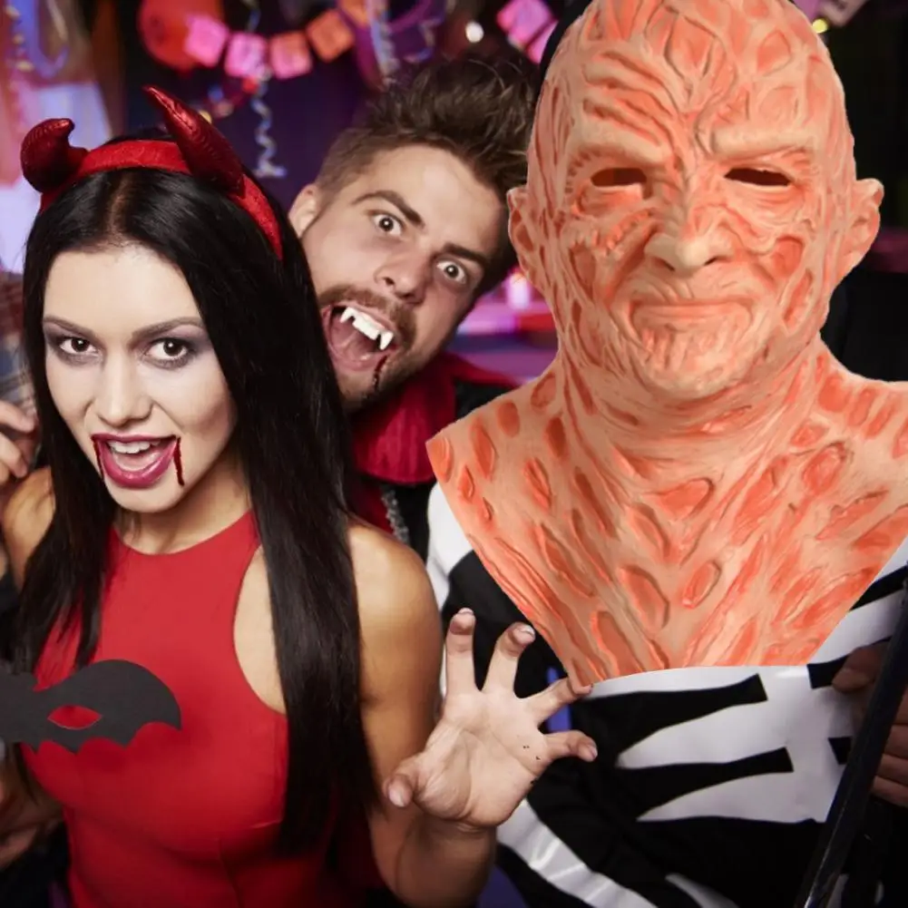 Латексная Маска Freddy Krueger перчатки костюмы костюм для взрослой вечеринки страшная