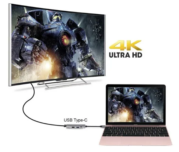 Тип-c к USB3.0 концентратор+ HDMI 4 К конвертер 3 порта расширитель несколько USB 3 Hab с адаптером питания USB3.1 концентратор для ПК мобильного телефона