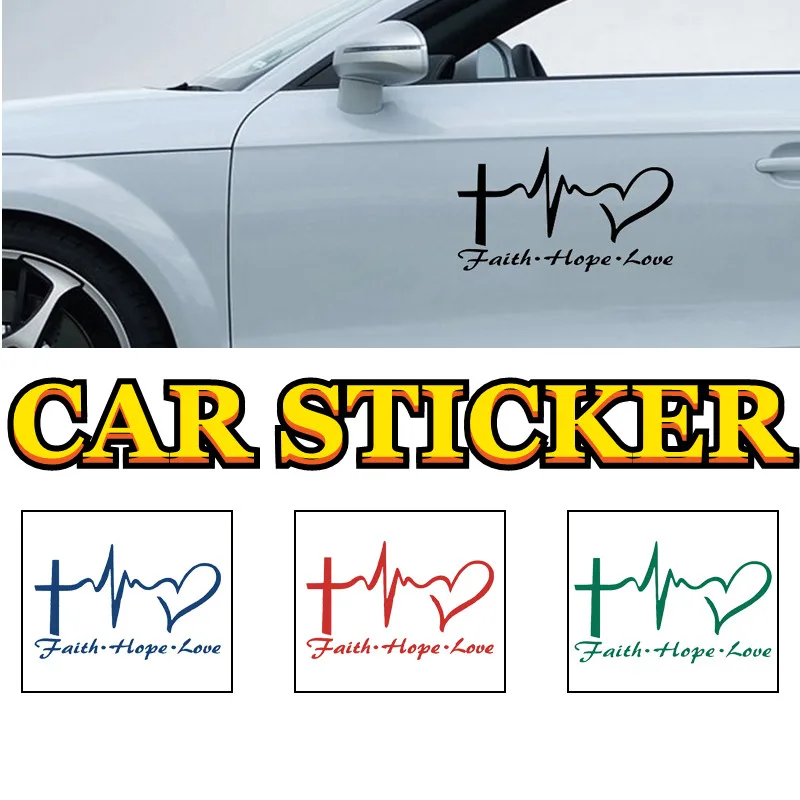 Car Sticker Faith Hope Love Vinyl Cartoon Jesus Christian Religious