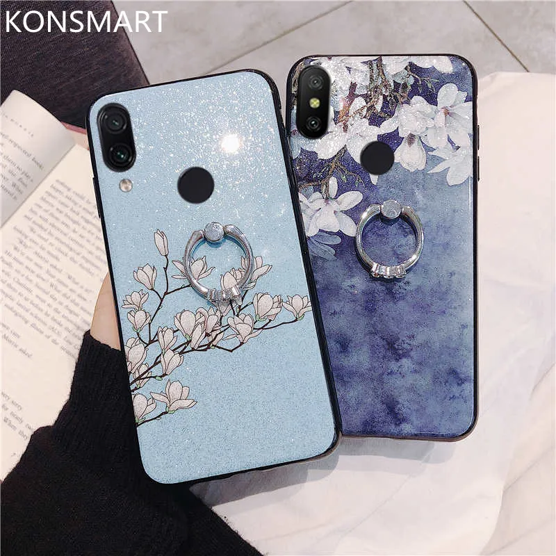 

Flower Glitter TPU Soft Silicone Phone Case For Asus Zenfone Max Pro M2 ZB631KL ZB633KL Case M1 ZB601KL Blingling Diamond Finger Ring Holder Back Cover Asus Zenfone Max Pro M1 ZB601KL Fundas KONSMART
