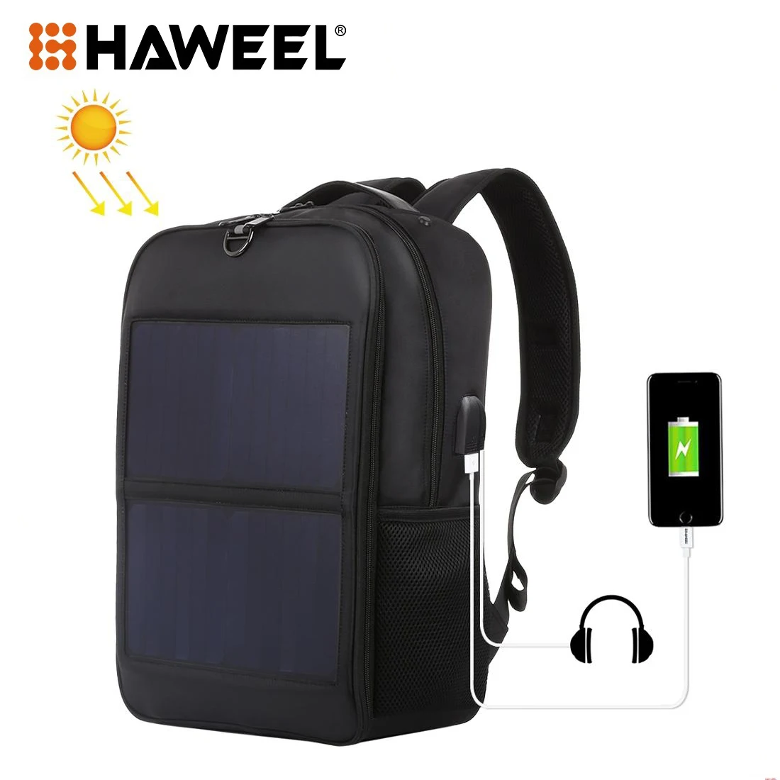 HAWEEL 14W Solar Panel Power Backpack Laptop Bag with Handle and 5V / 2.1A Max USB Charging Port | Компьютеры и офис