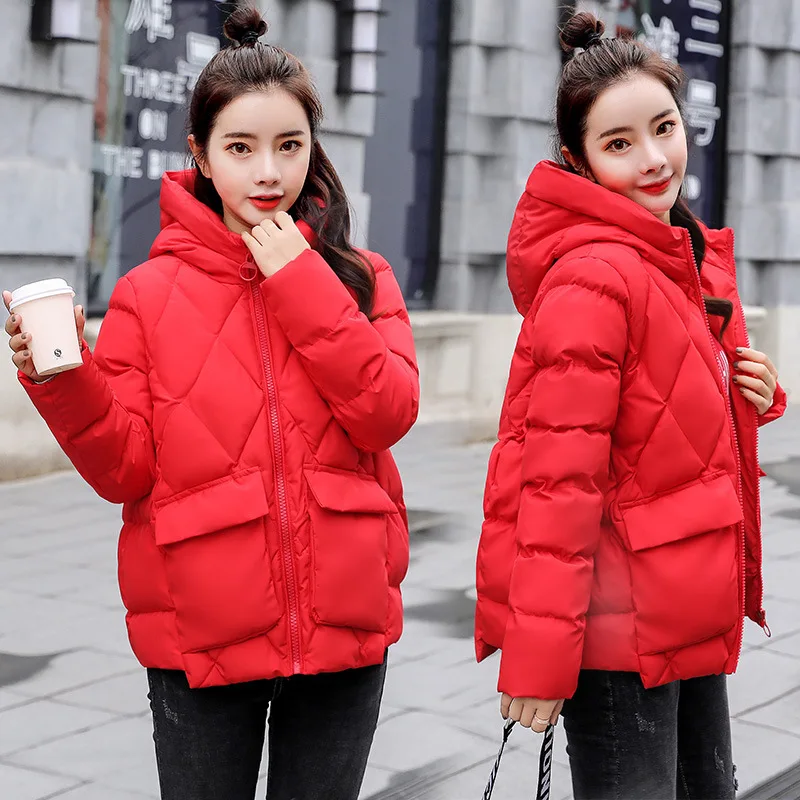 

Cotton Coat Women's 2018 New Style Korean-style Short-Style INS down Coat Fashion Small Cotton-padded Jacket Coat Winter Cute Wo