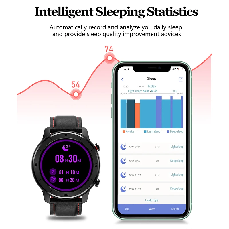 NO.1 DT78 Round Smart Watch Smartwatch Bracelet Fitness Activity Tracker Men Women Wearable Devices Band Heart Rate Monitor
