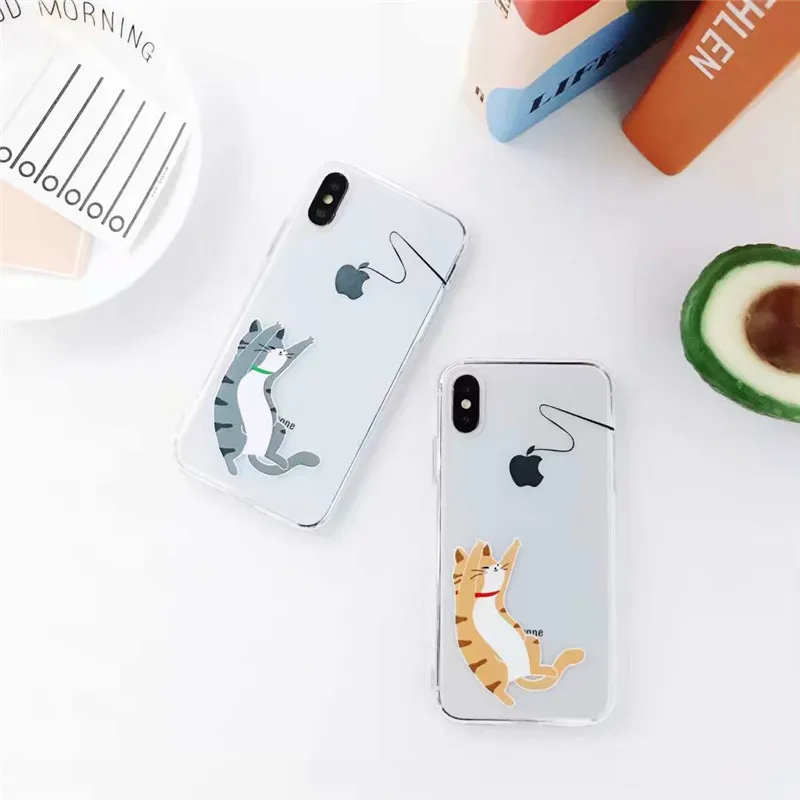 

Fashion Soft Silicone Transparent Cat Cartoon Animal Cover Case for IPhone XS Max XR X 6 6S 7 8 Plus 8 TPU Phone Cases & Covers