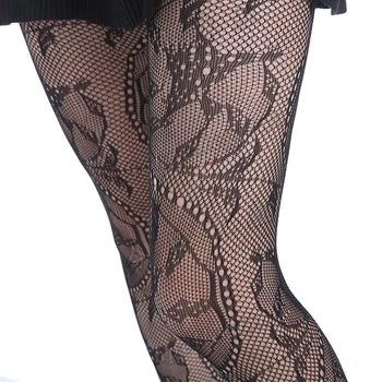 

1pcs Black Flower Pattern Jacquard Stockings Fashion Womens Lady Girls Black Sexy Fishnet Pantyhose Tights Stylish Woman Summer