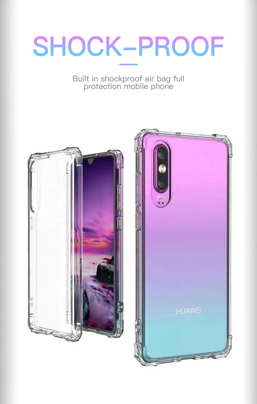 Роскошный противоударный чехол-подушка безопасности для huawei P10 P20 P30 Lite Plus Pro mate 10 20 Nova 3 3i 4 прозрачный мягкий кремний чехол 2