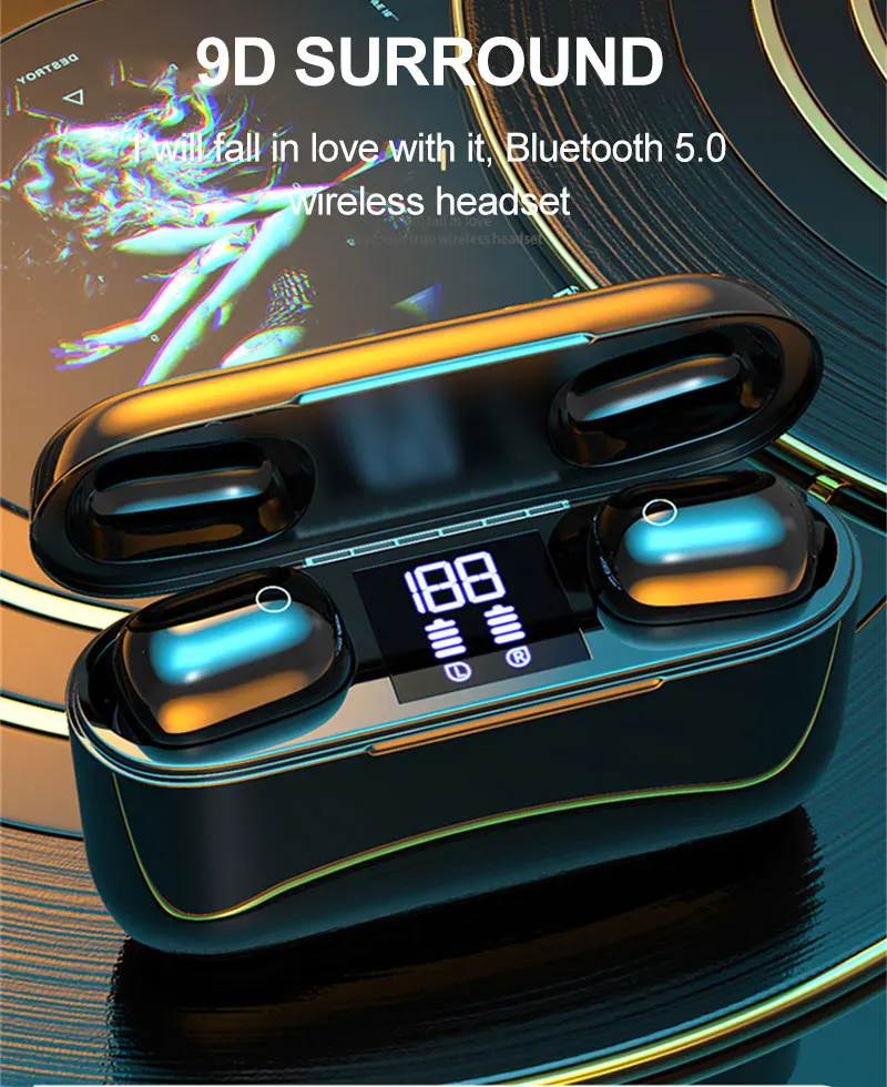 M2 TWS Bluetooth Earphone Wireless Sport Headphones 5 0 LED Digital Display Music Headset Touch With Charging Compartment