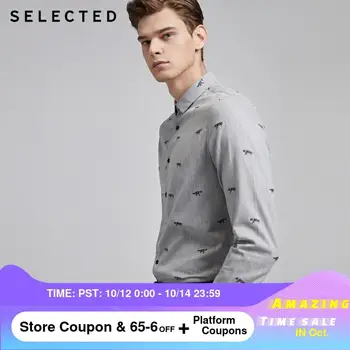 

SELECTED 100% Cotton Embroidery Men's Business Long-sleeve Shirt S|419405533