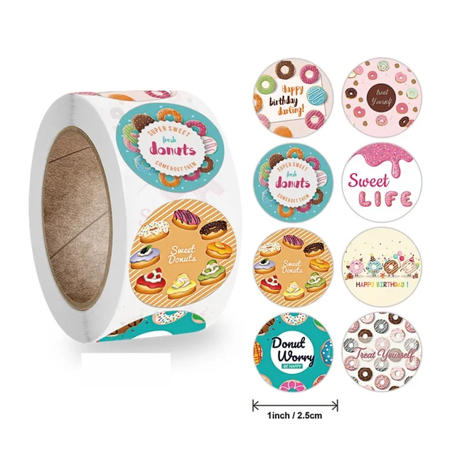 50-500pcs 1inch Cute Happy Birthday Stickers Handmad Decor Envelope Sealing Label Kids toys gift Package Stationery Stickers H0249-50pcs
