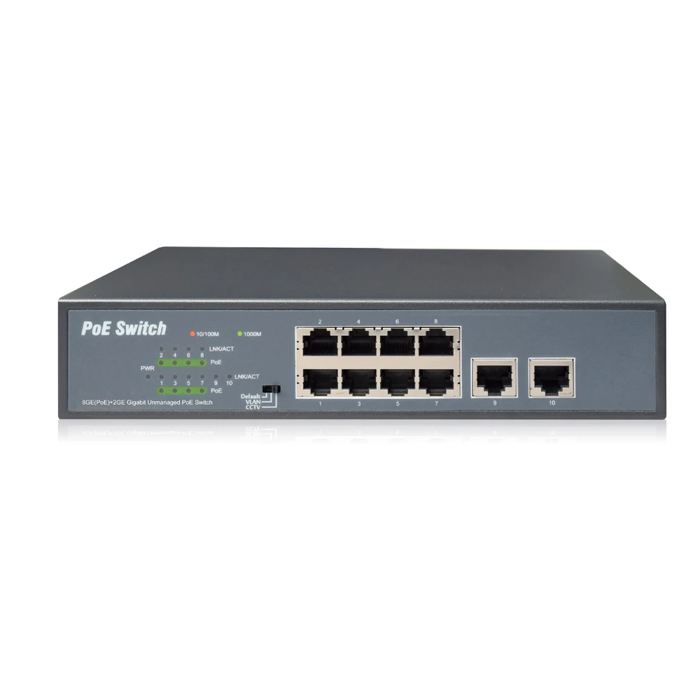 

8 Port PoE Switch + 1 Ethernet Up link 120W PoE 802.3at 2KV Surveillance Video Recorder CCTV Digital Video Recorder