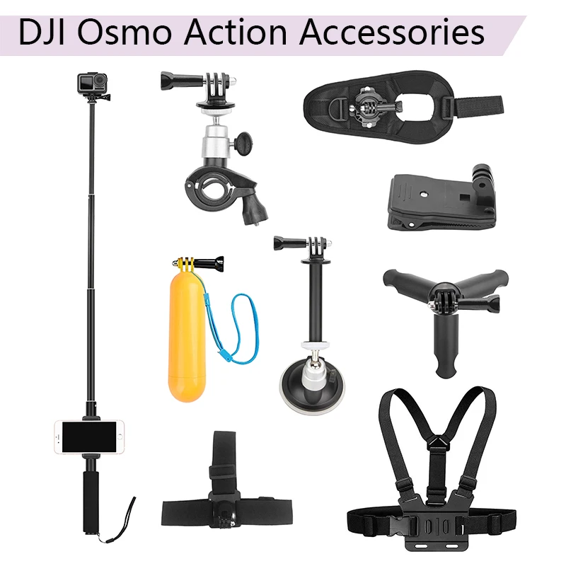 

Selfie Stick Phone Clip Bicycle Car Bracket Buoyancy Rod Backpack Clip Tripod Strap Headband Chest Strap for DJI Osmo Action