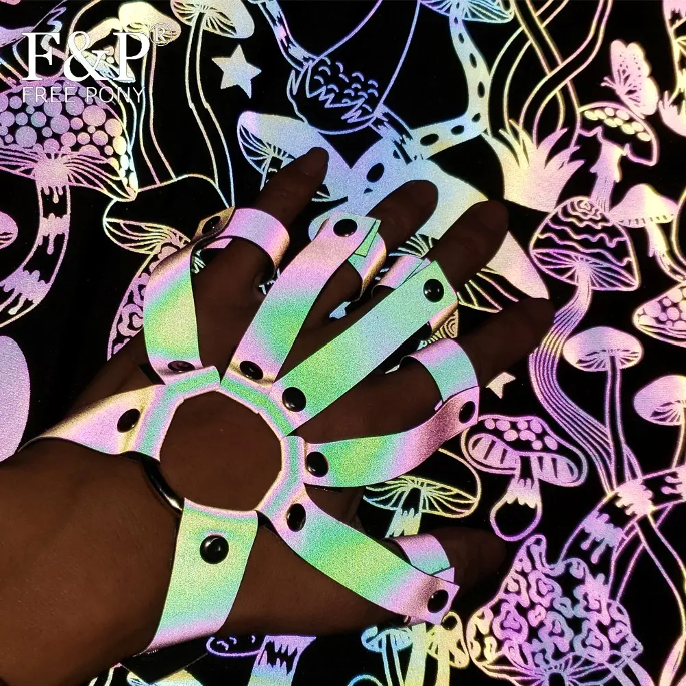 

Голографическая Радужная Светоотражающая искусственная танцевальная Экипировка без пальцев