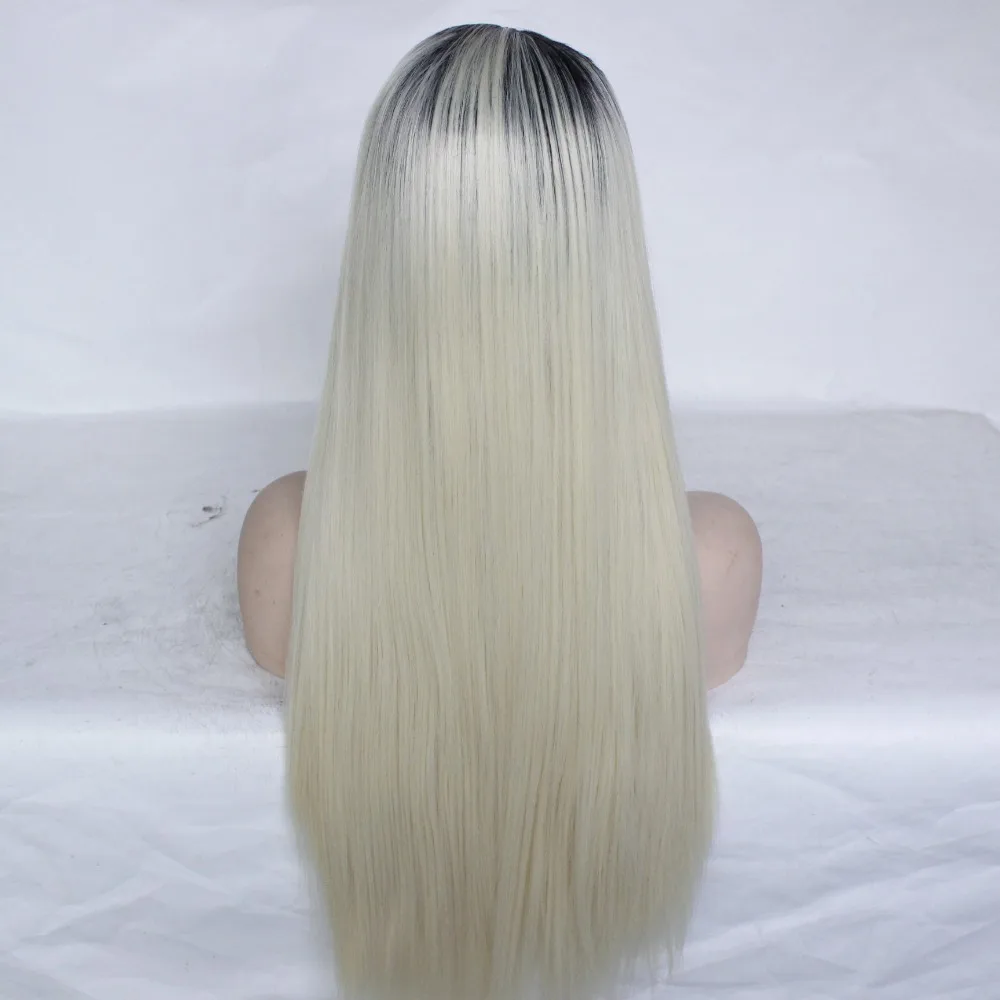 MRWIG естественный вид 1b# ombre#613 блонд синтетический бесклеевой передний парик короткие темные корни часть Термостойкое волокно