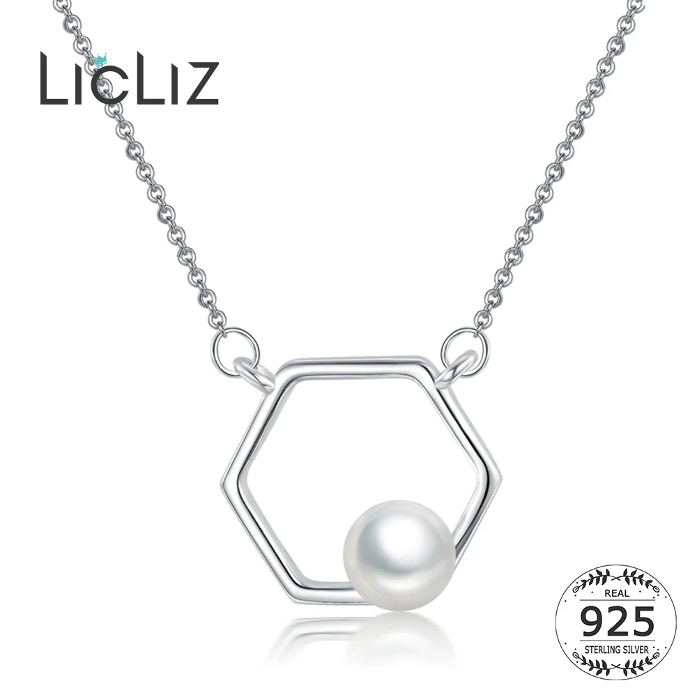 

Ожерелье женское из серебра 925 пробы с жемчугом, геометрической формы