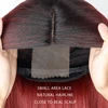 Peluca con malla frontal para mujer, pelo largo y liso, sintético, rojo vino, fibra resistente al calor, medio Natural, para uso diario ► Foto 2/6