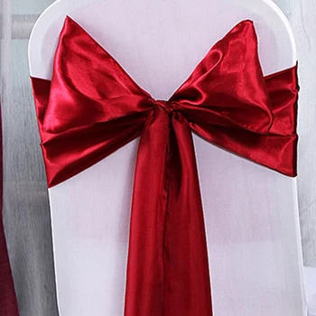 

50Pcs/Lot Wedding Chair Sashes Satin Fabric Bow Tie Ribbon Band Event Party Chair Cover Sashes Banquet Hotel Chair Sashes Decor