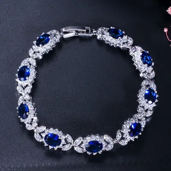 

Shiny CZ Jewelry S925 Sterling Silver AAA Zircon Bracelet Sapphire Ruby Gemstone Bracelet Bridal Wedding Luxury Jewelry