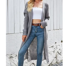 

New Women's Cardigan Knitted Long Sweater Casual Hooded Coat Autumn Harajuku Solid Color Long Sleeve Hole Female Tops