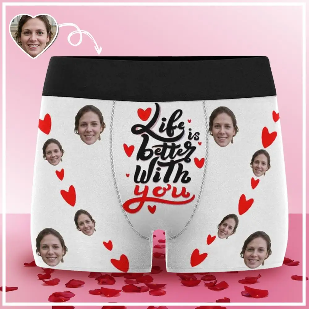 Мужские боксеры с принтом M Yescustom Face Better With You брифы подарок на день Святого