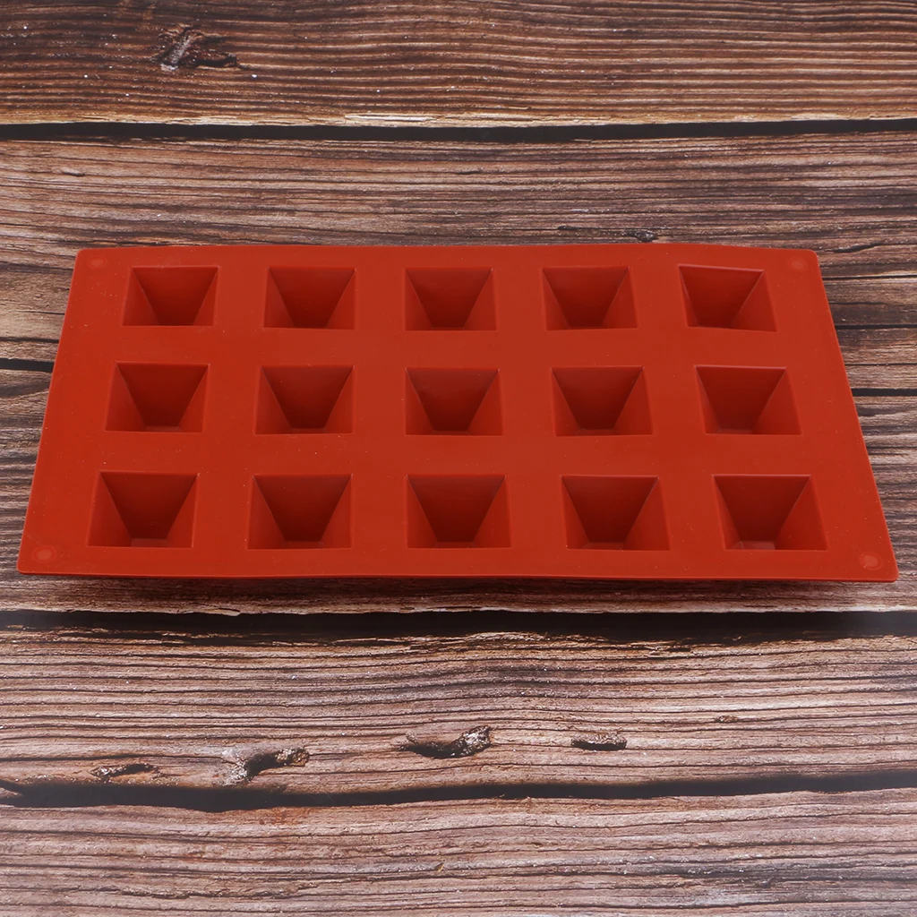 15-Cavity Pyramid Silicone Fondant Mold Chocolate Baking Cake Ice Cube Tray for Soap Candle Jewelry Candy Making Accessories