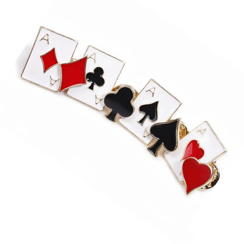 2021 New Playing Cards Metal Poker Set Spade Club Pins Enamel Brooch Jewelry Brooches For Women Lapel Pin Men Accessories
