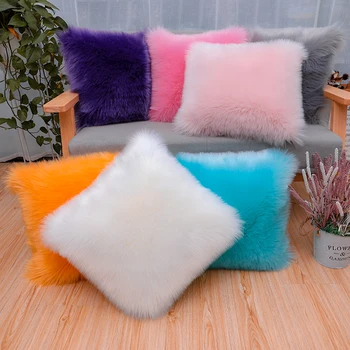 

Chair Cushion Bedroom Barm Cushions For Sofa Fluffy Plush Cushion Soft Warm Pillowcases Decorative Imitation Wool Cushion
