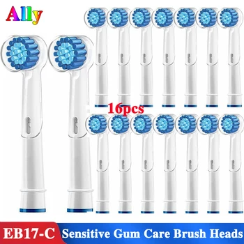 

16PCS Electric Toothbrush heads Sensitive Gum Care Replacement Brush Heads For Braun Oral B Triumph Plak Control 3D Duo Travel
