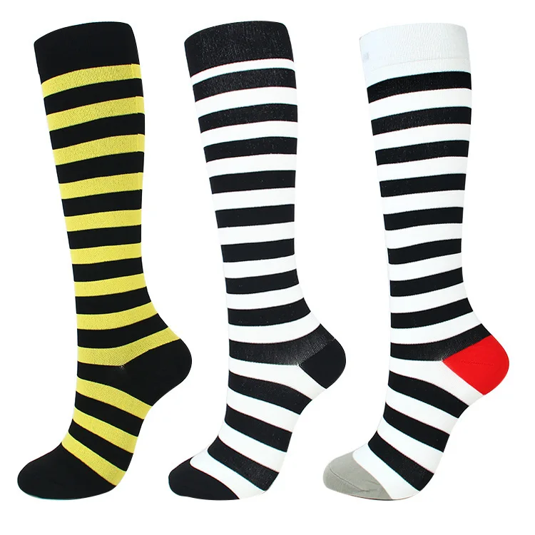 Носки для бега для мужчин и женщин, Спортивные Компрессионные носки Happy tube, поддерживающие нейлоновые, унисекс, для улицы, для гонок, Длинные чулки под давлением