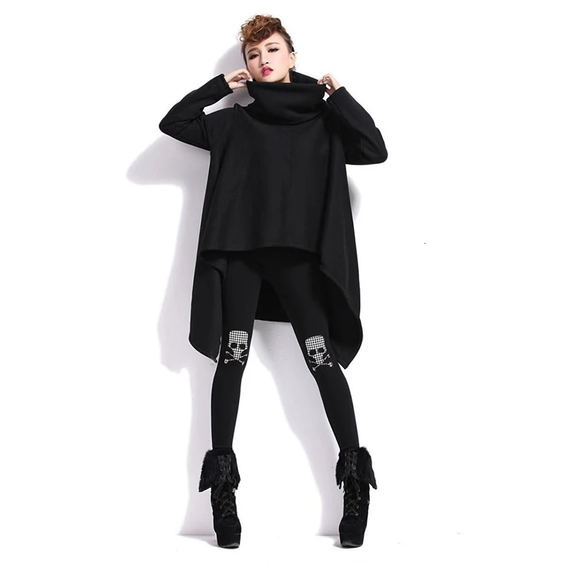 LANMREM, модная Женская толстовка с длинным рукавом, женские толстовки, Vestido, ассиметричный плюс бархатный мягкий пуловер с высоким воротником, ZF4