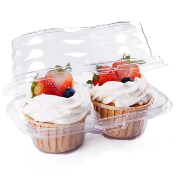 

Cupcake Container-Deep Cake Strap Holder Box-BPA Free-Transparent Plastic Can Be Stacked-Pack of 50
