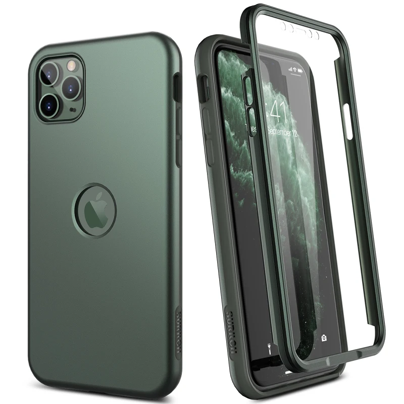 Phone Soft case for iPhone 11 pro Max Case TPU Bumper WITH Built-in Screen Protector Solid color capa Iphone | Мобильные телефоны и