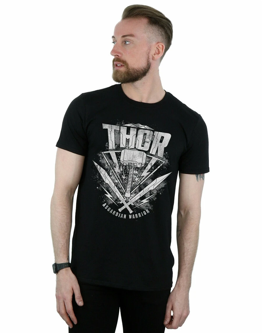 Men Thor Ragnarok Hammer Logo T Shirt 
