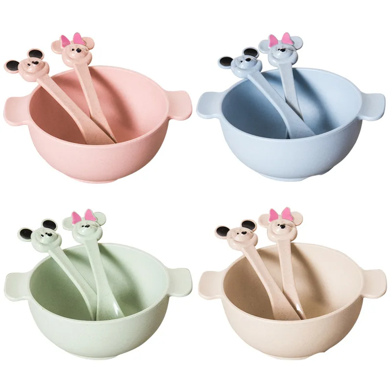 

Baby Food Supplement Bowl Set Anti-scalding And Anti-fall Binaural Bowl+Spoon+Fork Food Grade Silicone Safety Baby Bowl Gift