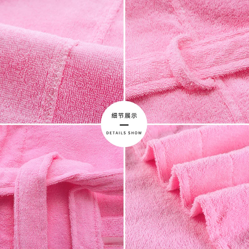 Men and Women's Terry Long Thick Bathrobe, Lovers Robe, Casual Sleepwear, Home Robe, Summer, 100% Cotton
