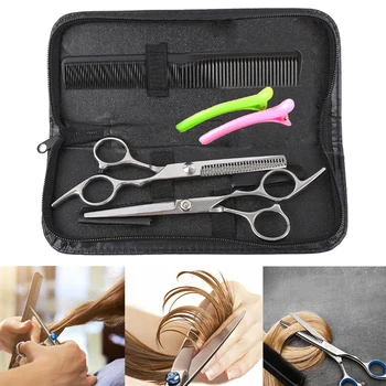 

2020 6PCS Professional Barber Hairdressing Scissors Hair Cutting Thinning Shears Set Hair clipper Hair styling Self Barber tools
