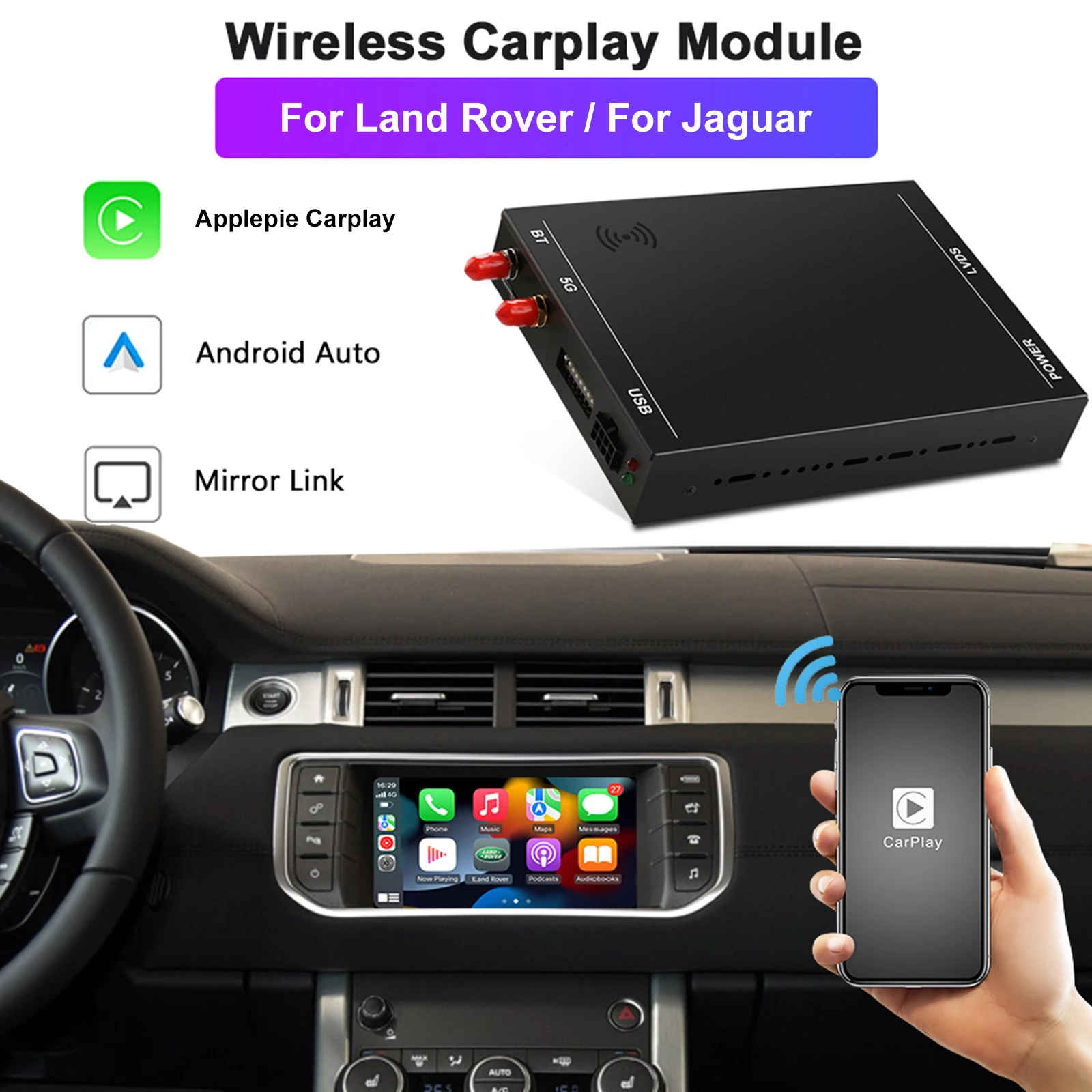 Bluetooth untuk Radio Mobil 2 Din Nirkabel Carplay Teyes Penerima