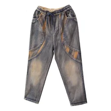 Новые винтажные женские Джинсы бойфренда, женские, с высокой талией джинсы Mujer синие повседневные шаровары уличная джинсовые брюки