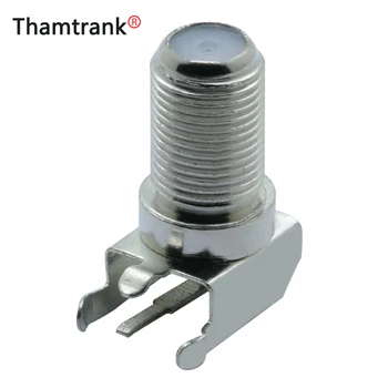 

10pcs/lot F Female Jack Right Angle PCB Mount CATV Cable TV Plug Socket Adapter Metal Nickel Plated F Coaxial Adapter