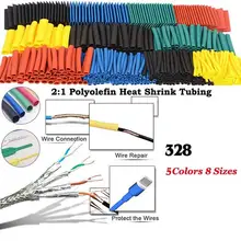 328 Pcs/lot Assorted 2:1 Heat Shrink Tubing Wrap Sleeve Kit top Polyolefin 5 Colors 8 Sizes tube Cable Sleeving Assortment Wrap