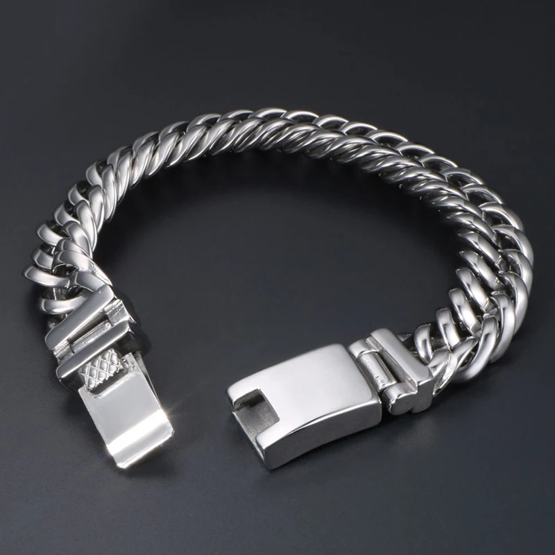 13 мм широкий полированный 316L нержавеющая сталь браслет для мужчин панцирная цепочка мужские s браслеты тяжелые массивные наручные Ювелирные изделия Подарки для мужчин