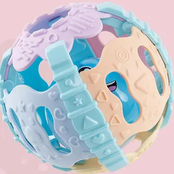

Baby Hand Grab Rattle Infant Teether Rattle Soft Rubber Toy rubber ball multicolored bell ball baby Toy instrument Funny Gift