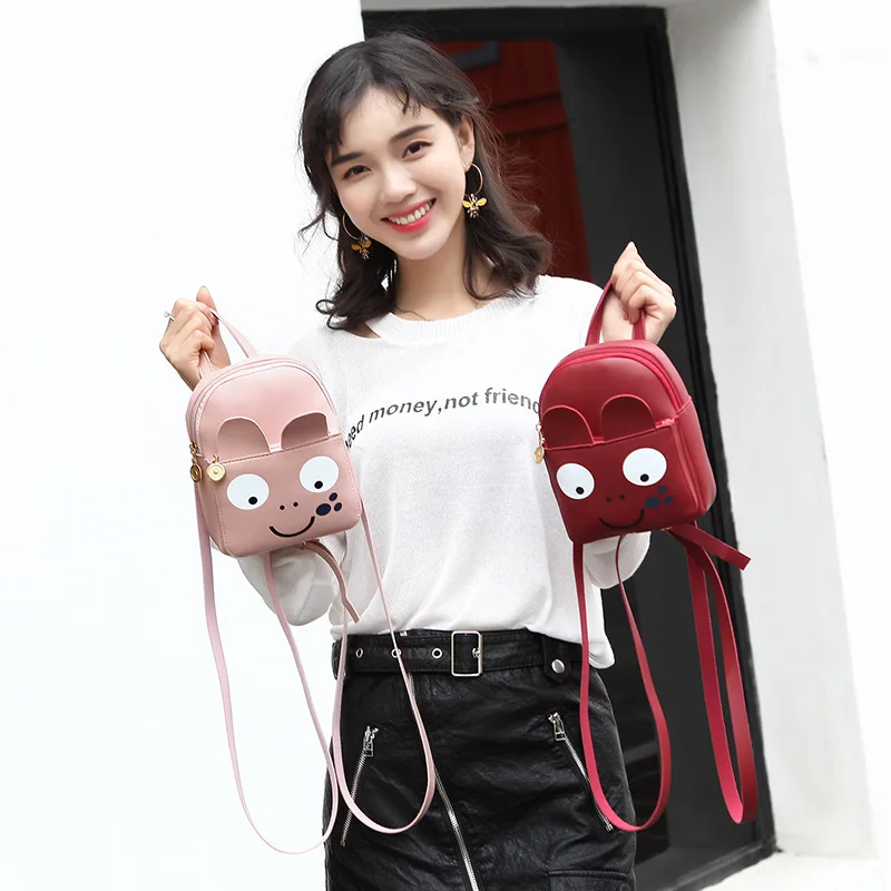 

Foreign Trade Cartoon Expression Printed Backpack 2019 New Products Cool Mini Backpack Shoulder Hand WOMEN'S Bag