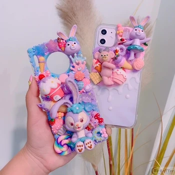 

DIY case for iPhone 11 pro max 3D rabbit phone cover XS MAX XR handmade cute stella creamy shell X 7/8plus 6/6s+ girl gift candy