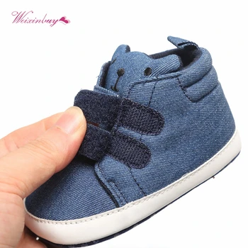 

2020 Lovely Cartoon Fox Newborn Baby Girl Boy Soft Sole Shoe Anti Slip Canvas Sneaker Trainers Prewalker Blue Gray 0-18M