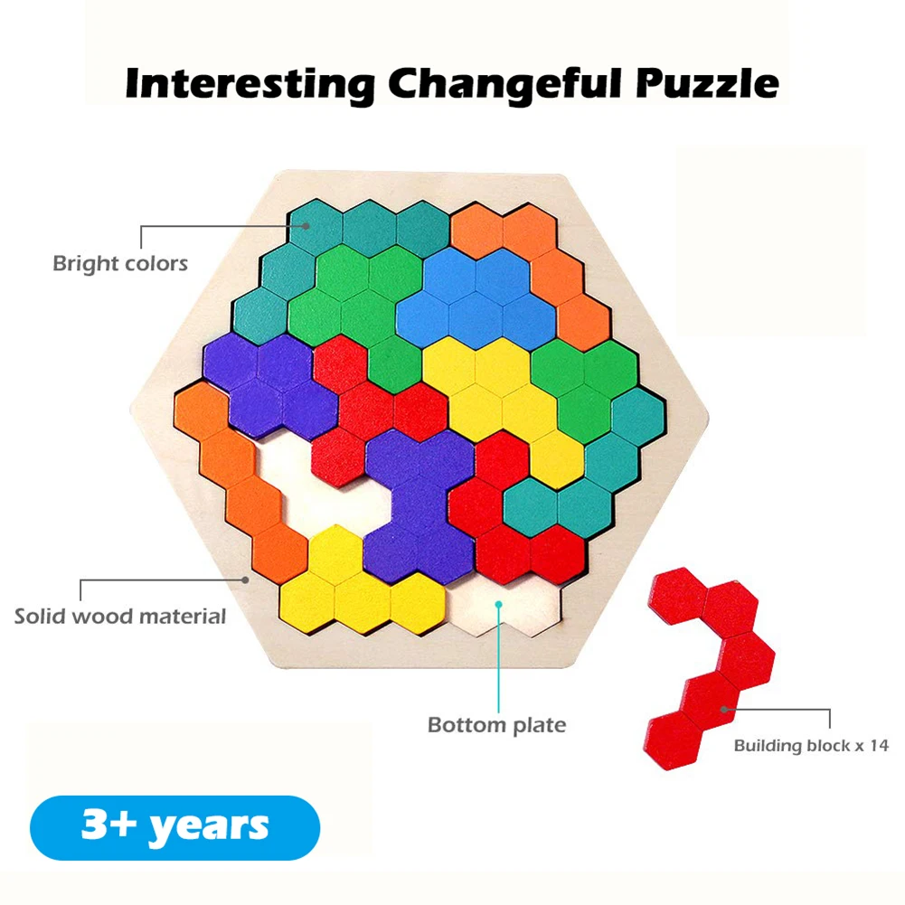 Деревянная головоломка-прорезыватель Игрушка шестиугольник забавная Геометрическая логика треугольник Головоломка детская, развивающая игра развивающая игрушка