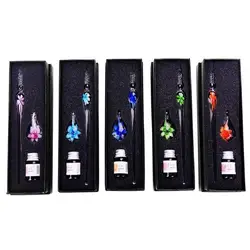 Pluma de cristal de imitación, tinta de cristal con flor interior para escribir, decoración artística, regalo, gran oferta, 50%
