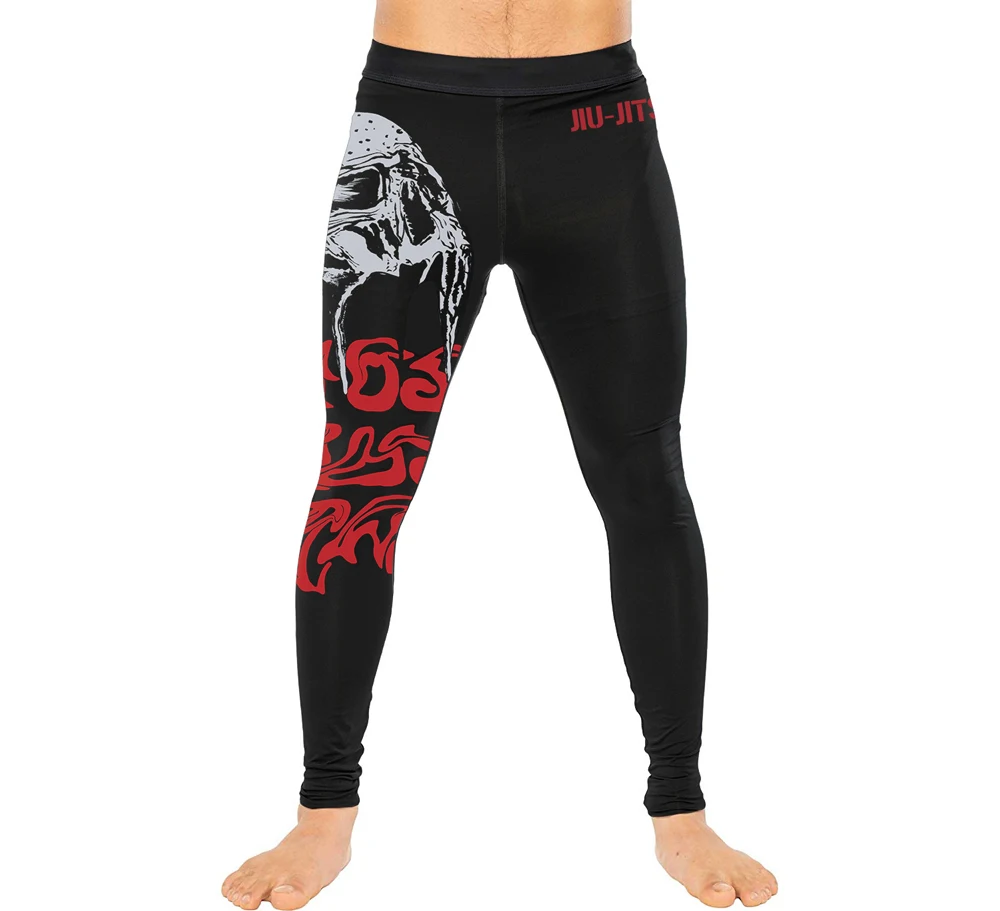 Hunger Skull Compression Pants leggings BJJ Jiu Jitsu Spats-Base Layer for No-Gi Grappling-Martial Arts Pants