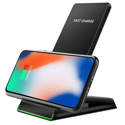 

QI Z-type G500 desktop vertical mobile phone wireless charger transmitter smart chip fast charging bracket FOR: IPHONE Samsung
