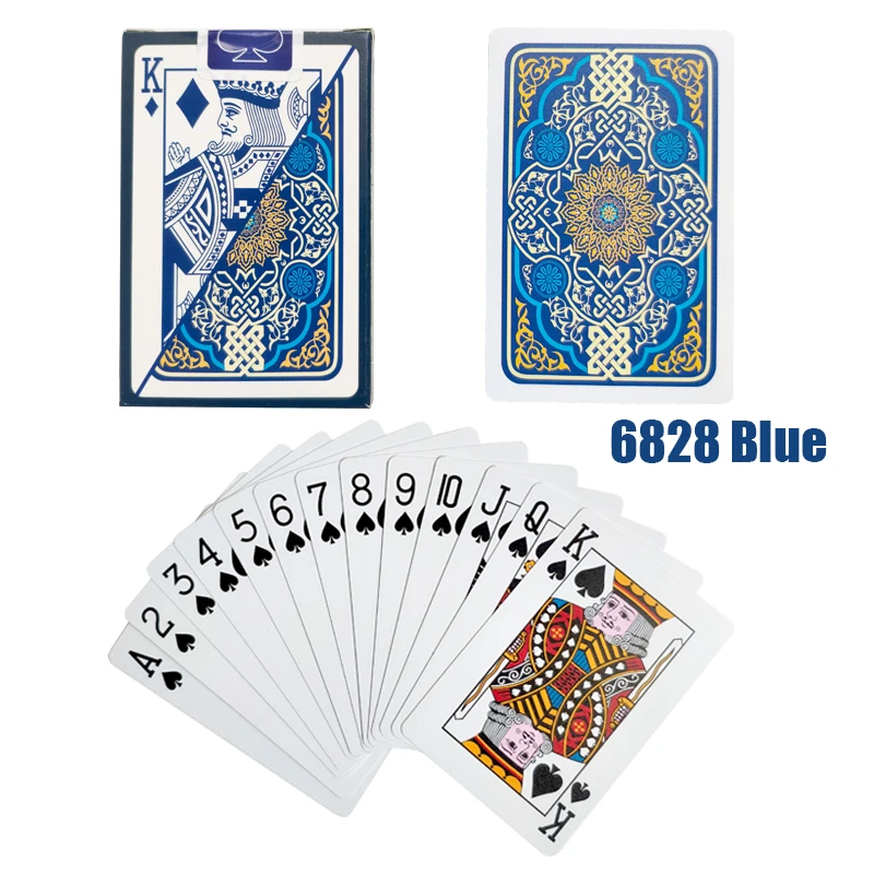 Шаблон Baccarat пластиковые водонепроницаемые игральные карты игры техасский холдем покер карты; настольные игры 58*88 мм карты - Цвет: 6828 BLUE