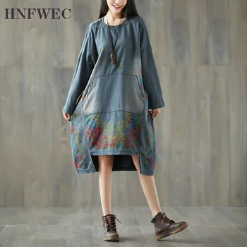 

Printed Fashion Women's Dress Pluz Size Wild Casual Ladies Dress Round Neck 2020 Spring and Autumn New Women Clothing Y566